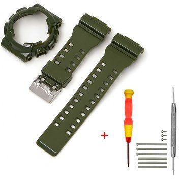 Ремінець + безель (рант) для Casio G-Shock GA-100 Army Green-Glossy SI 1051-1196 фото