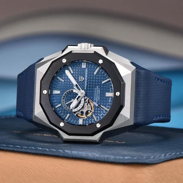 Чоловічий механічний годинник Pagani Design PD-YS010 Silver-Blue з сапфіровим склом та автопідзаводом 1138-0208 фото