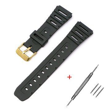 Ремінець для Casio G-Shock 20mm:CA-53W CA-61W FT-100W W-520U W-720G Black Gold 1051-0912 фото